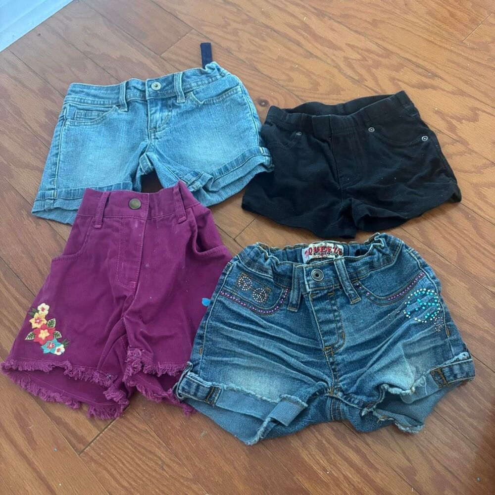 BUNDLE Of 4 Childrens Kids Girl's Purple Blue Black 4 Sz Women's Multi Shorts B1